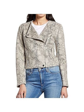Cupcakes & Cashmere Snake Print Faux Suede Moto Jacket Blazer (view 1)