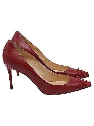 Christian Louboutin Christian Louboutin Geo Spike Pumps in Burgundy Leather (view 1)