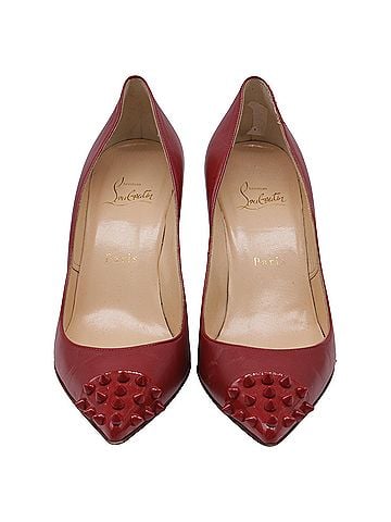 Christian Louboutin Christian Louboutin Geo Spike Pumps in Burgundy Leather (view 2)