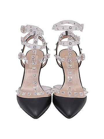 Mario Valentino  Valentino Garavani Rockstud T-Strap Pumps in Black Leather (view 2)