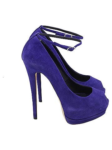 Giuseppe Zanotti Giuseppe Zanotti Ankle Strap Peep Toe Platform Pumps in Violet Suede  (view 1)