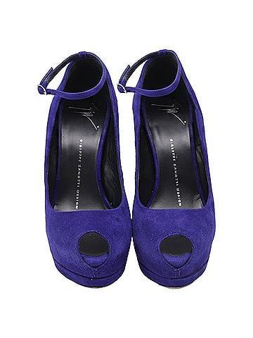 Giuseppe Zanotti Giuseppe Zanotti Ankle Strap Peep Toe Platform Pumps in Violet Suede  (view 2)
