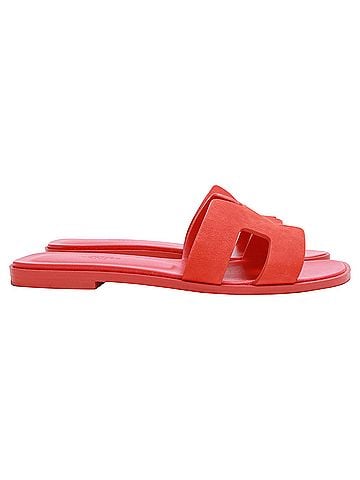 Hermès Hermès Oran Sandals in Orange Suede (view 1)