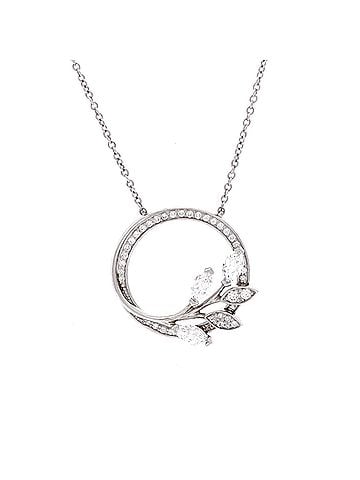 Tiffany & Co. Victoria Vine Circle Pendant Necklace Platinum with Diamonds Small (view 1)