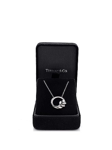 Tiffany & Co. Victoria Vine Circle Pendant Necklace Platinum with Diamonds Small (view 2)