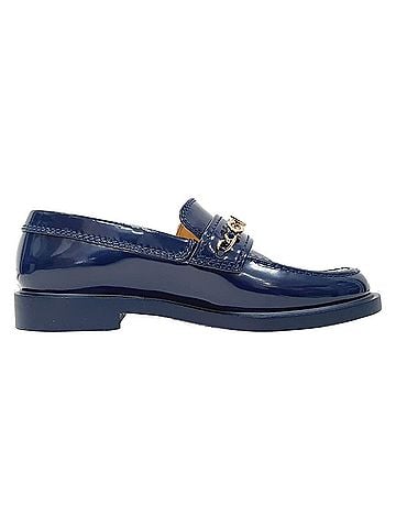 Chanel Chanel Shiny Logo Loafers in Blue Calfskin Patent Leather (view 1)