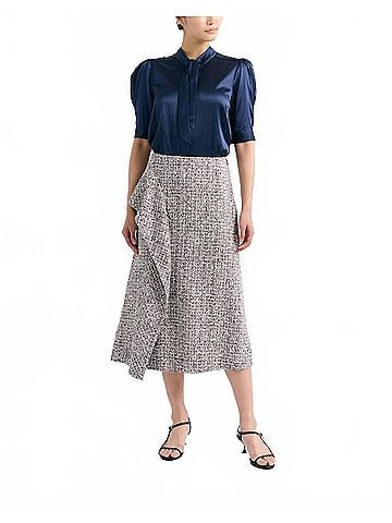 Cartolina Nantucket Juniper Midi Skirt in Multicolor Tweed (view 2)