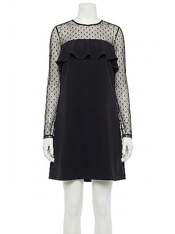 Milly Sophie Dotted-Illusion Shift Mini Dress in Black (view 1)