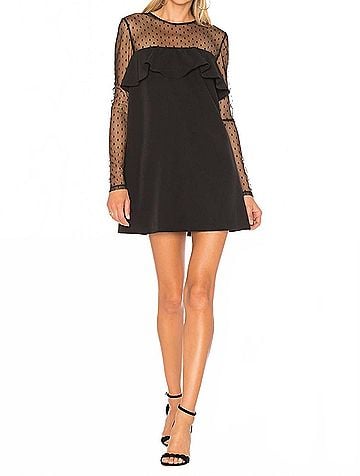 Milly Sophie Dotted-Illusion Shift Mini Dress in Black (view 2)