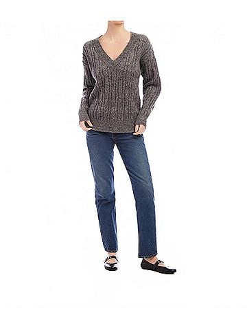 Fifteen Twenty Deliana Oversized V-Neck Sweater (view 2)