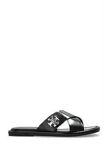 Tory Burch Women's T Lock Slide Flats in Perfect Black (view 1)