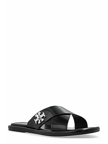 Tory Burch Women's T Lock Slide Flats in Perfect Black (view 2)