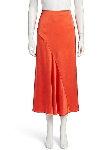 Derek Lam 10 Crosby Paulette Flared Midi Skirt in Sunset Red (view 1)