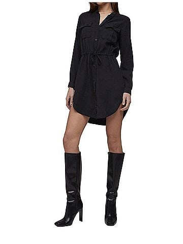 Bella Dahl Flap Pocket Shirt Dress in Black (view 2)