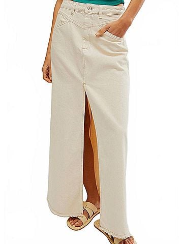 Free People Come As You Are Denim Maxi Skirt in Wisp (view 2)