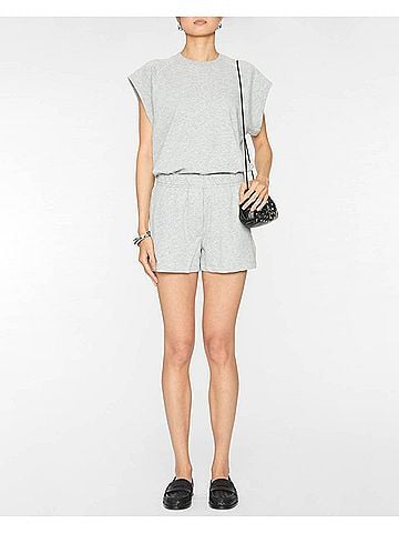 Tibi Light Weight Sweatshirting Short Shorts in Heather Grey (view 2)