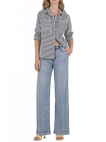 Kut from the Kloth Jean High Rise Wide Leg Jeans in Light Wash (view 2)