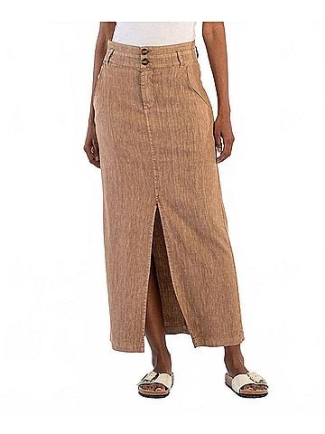 Kut from the Kloth Freida Front Slit Skirt in Wood (view 2)