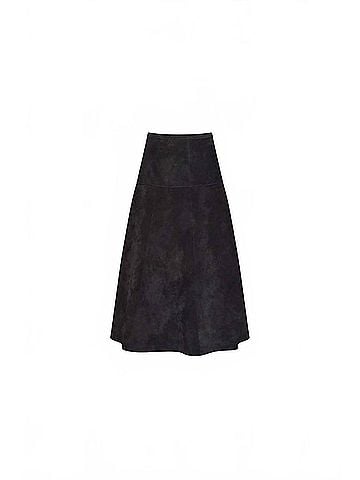 Hunter Bell Ida Skirt in Noir Suede (view 1)