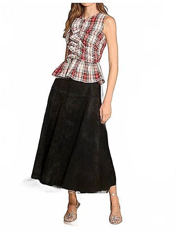 Hunter Bell Ida Skirt in Noir Suede (view 2)