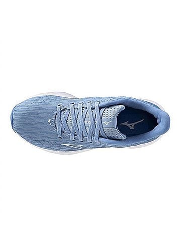 Mizuno Women's Wave Rider 28 Running Shoe in Glacier Lake-White (view 2)