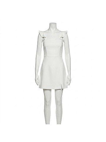 French Connection Whisper Ruffle Strap Mini Dress in Summer White (view 1)