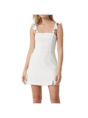 French Connection Whisper Ruffle Strap Mini Dress in Summer White (view 2)