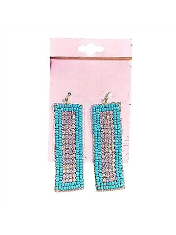 Sophia Collection Women's Rectangle Seed Bead & Rhinestone Earrings (view 1)