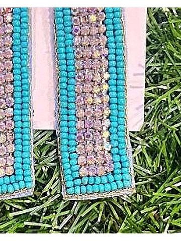Sophia Collection Women's Rectangle Seed Bead & Rhinestone Earrings (view 2)
