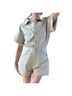 Zara 100% Cotton Blue Silver Romper Size M - photo 1