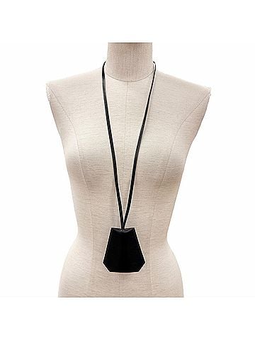 Hermès HERMES Vintage Silver Hardware Margiela Era Clochette Leather Necklace Black ?B Stamp Made in France Women's with Box (view 2)