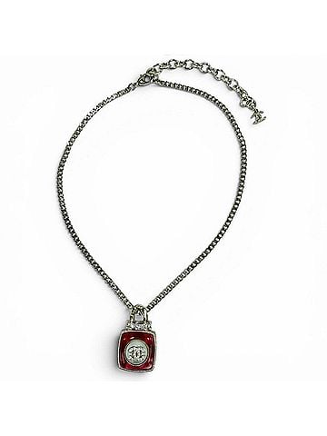 Chanel CHANEL A22C Coco Mark Rhinestone Perfume Motif Pendant Necklace, Gold and Pink, Made in France, Women's (view 2)