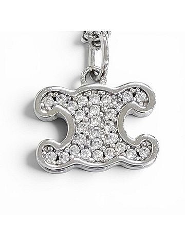 Céline CELINE 460GB6BZI Triomphe Rhinestone Necklace, Silver, Made in Italy, Women's, with Box and Dust Bag. (view 1)
