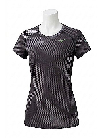 Mizuno Women's Dryaeroflow Graphic Tee in Black (view 1)