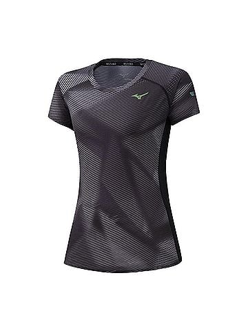 Mizuno Women's Dryaeroflow Graphic Tee in Black (view 2)