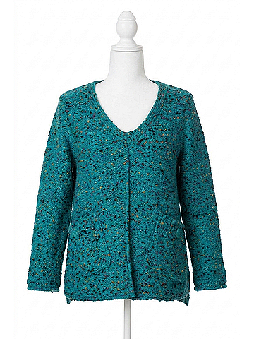 Habitat Confetti Yarn Funnel Pullover Top in Green (view 1)