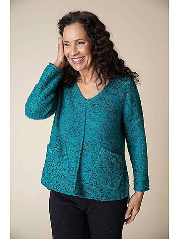 Habitat Confetti Yarn Funnel Pullover Top in Green (view 2)
