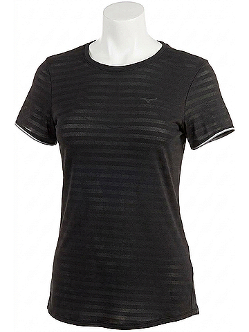 Mizuno Women's Alpha Eco Running Tee in Black (view 1)
