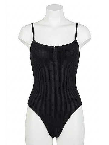 Onia Women's Ribbed Jersey Bodysuit in Black (view 1)