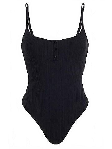 Onia Women's Ribbed Jersey Bodysuit in Black (view 2)