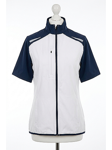 abacus Lanark Stretch Wind Shirt (5oz) in White Navy (view 1)