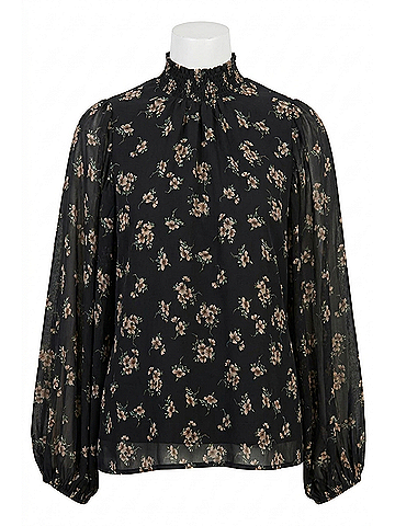 Sugarlips Balloon Sleeve Blouse in Black (view 1)