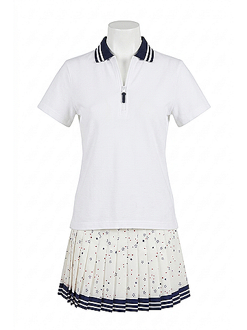 The Upside Luma Zip Collared Polo in White (view 1)