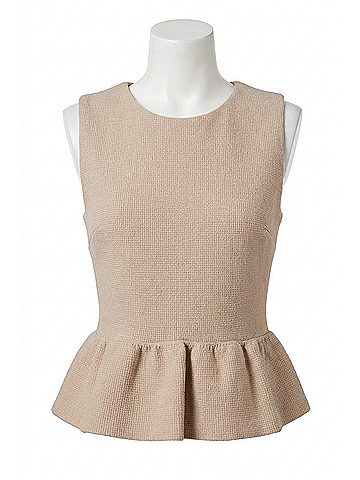 Endless Rose Jewel Trim Keck Peplum Knit Top in Beige (view 1)