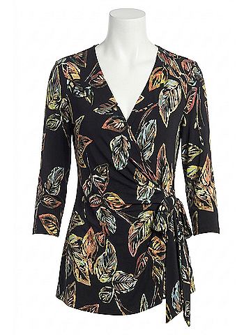 Clara Sun Woo V-Neck Wrap Top in Black (view 1)