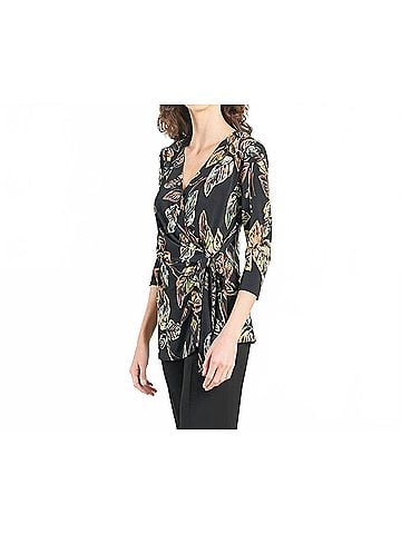 Clara Sun Woo V-Neck Wrap Top in Black (view 2)