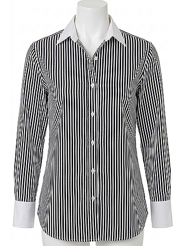 Elliott Lauren Parallel Lines Button Front Shirt in Black/White (view 1)