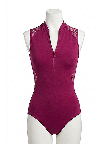Bloch Harper Zip Lace Tank Leotard in Cherry (view 1)