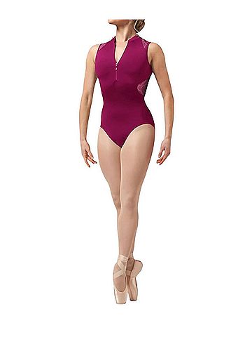 Bloch Harper Zip Lace Tank Leotard in Cherry (view 2)