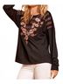 Andree by UNIT Floral Black Embroidered Split Neck Top in Black Size S - photo 2